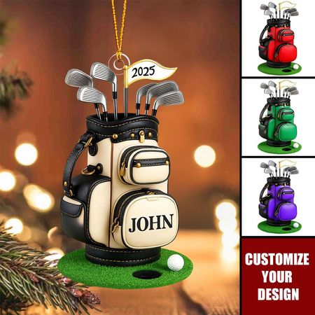 Personalized Golf Bag Ornament, Gift For Golfer, Golf Club Gift